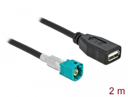 Delock Kábel HSD Z apa - A-típusú USB 2.0 anya 2 m