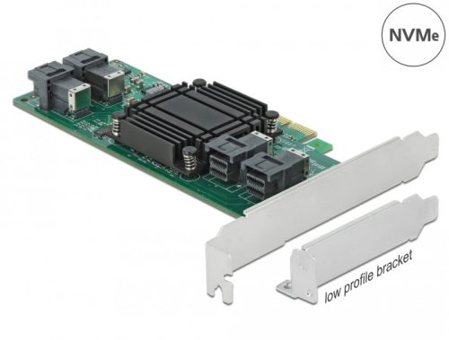 Delock PCI Express x8 kártya - 4 x belső NVMe SFF-8643 - alacsony profilú formatényező