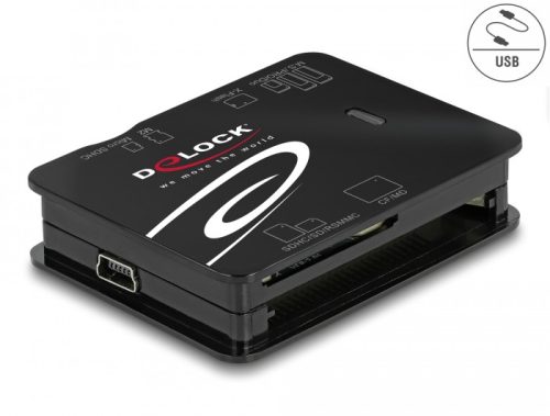 Delock USB 2.0 kártyaolvasó CF / SD / Micro SD / MS / xD / M2 memóriakártyákhoz