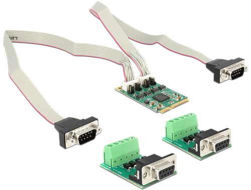 Delock Mini PCIe I/O PCIe teljes méret 2 x Serial RS-422 / 485  600 W Surge