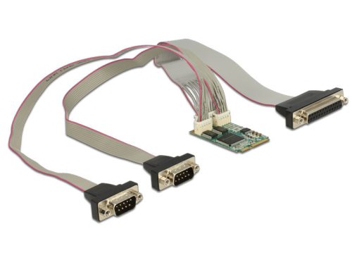 Delock modul MiniPCIe I/O PCIe teljes méretű 2 x soros RS-232 + 1 x párhuzamos