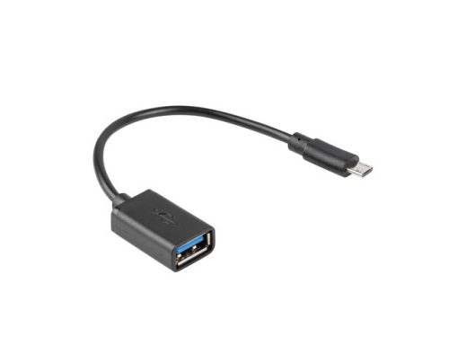 LANBERG USB MICRO(M) 2.0->USB-A(F) ADAPTER 15CM OTG FEKETE