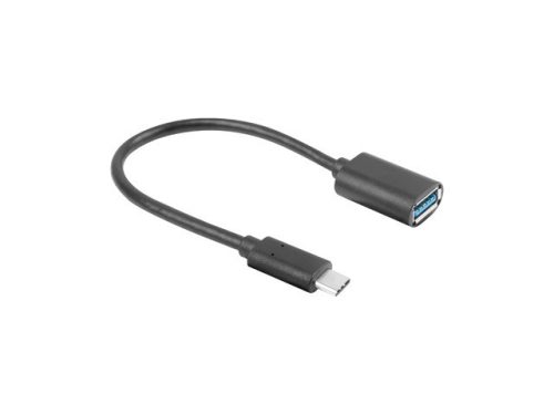 LANBERG USB-C(M) 3.1->USB-A(F) ADAPTER KÁBEL 15CM FEKETE OTG