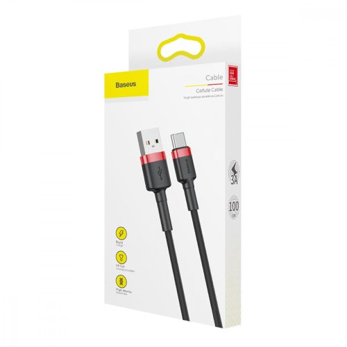 Baseus Cafule USB-C kábel CATKLF-B91, 3A, 1m, piros-fekete