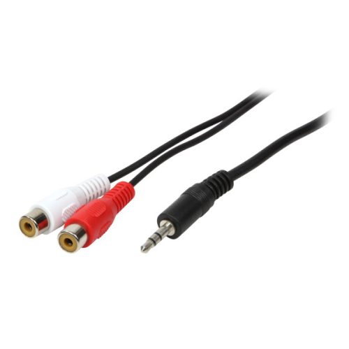 LogiLink Audiokábel, 3,5 mm-es 3 tűs/M-2x RCA/F, fekete, 0,2 m