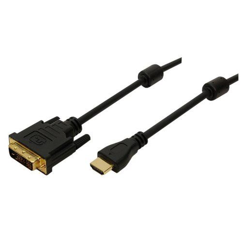 Logilink HDMI-kábel, A/M-DVI/M, 1080p, 2x ferrit, 2 m