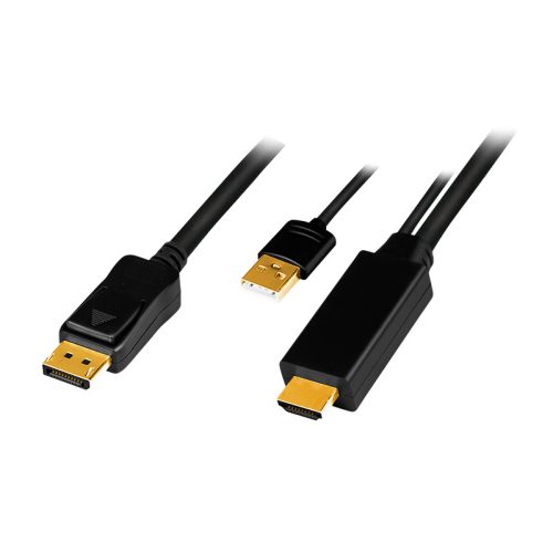 Logilink HDMI-kábel, A/M + USB-A/M-DP/M, UHD 4K/30 Hz,1 m