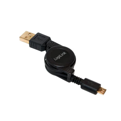 LogiLink USB Micro-B apa - USB A apa felcsévélhető kábel