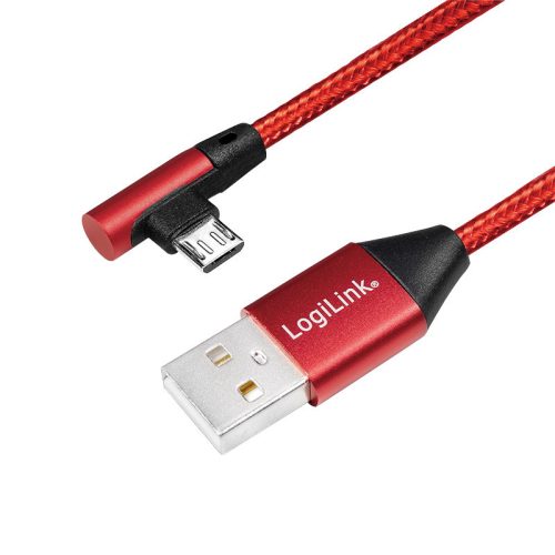 Logilink USB 2.0 kábel, USB-A/M - Micro-USB/M 90 , szövet, fém, 1 m