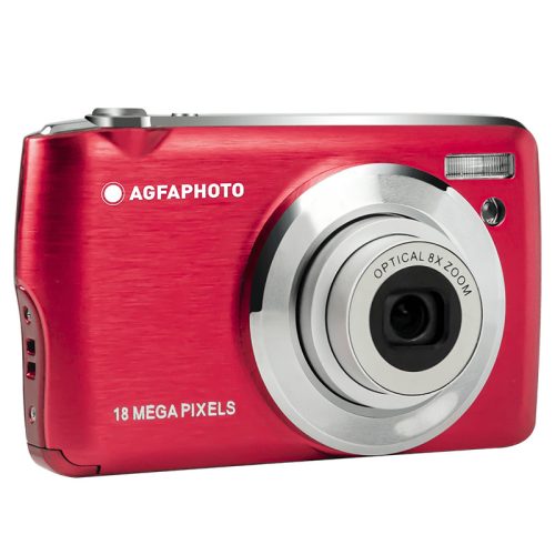 Agfaphoto Kompakt piros fényképezőgép -18 MP-8x Optikai zoom-Lítium akkumulátor +16gb SD kártya + táska