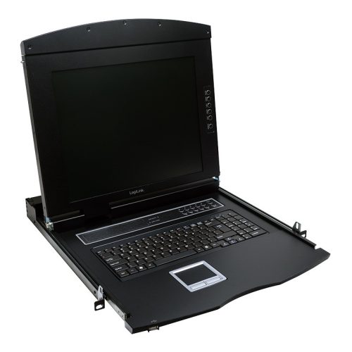 Logilink KVM-konzol 17"-es képernyővel, VGA, USB-A, PS/2, QWERTZ