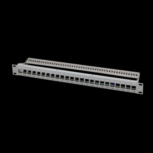 Logilink 19" Patch panel 24 keystone csatlakozóhoz, hátsó kábelkezelővel