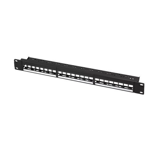 Logilink 19" patch panel 24 Keystone jack csatlakozóhoz, 1U, terheletlen, fekete