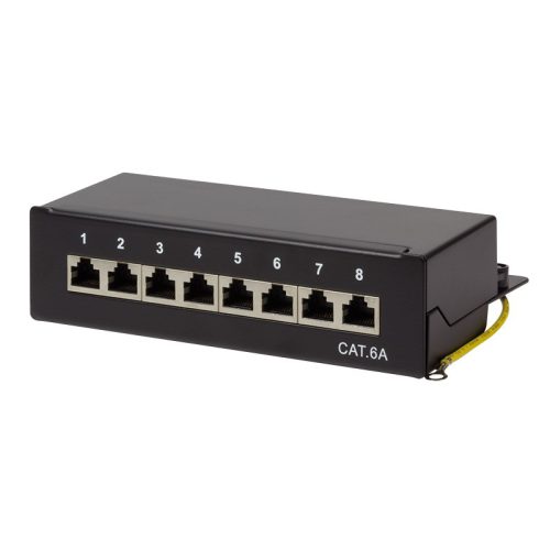 Logilink Cat.6A Patch Panel 8 portos árnyékolt, asztali, fekete