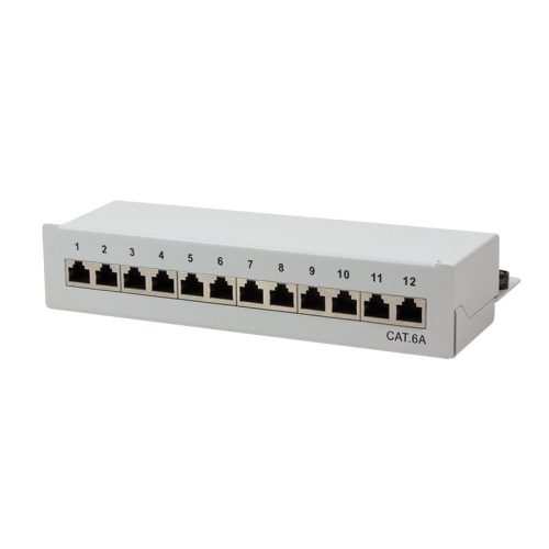 Logilink Cat.6A Patch Panel 12 portos árnyékolt, asztali, világosszürke