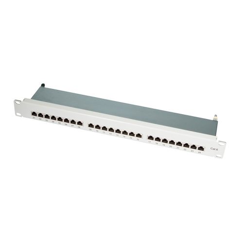 Logilink Cat.6 Patch Panel 24 portos árnyékolt, 19" rack tartó, világosszürke, PrimeLine