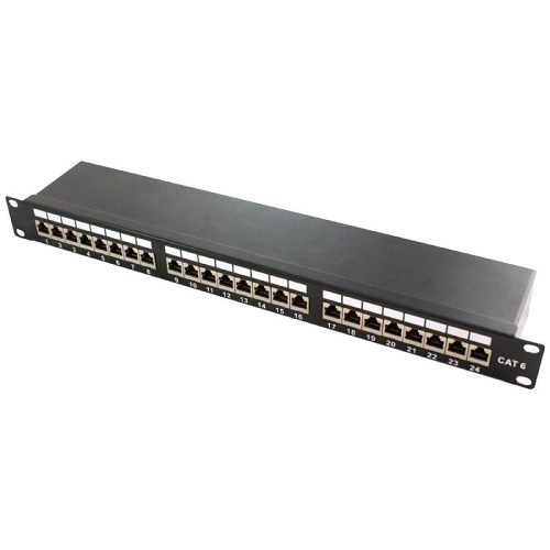 Logilink Cat.6 Patch Panel 24-port 19" STP, fekete, PrimeLine, 24-port, fekete