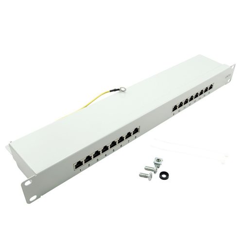 Logilink Cat.6 Patch Panel 16-port 19" STP, szürke, EconLinie