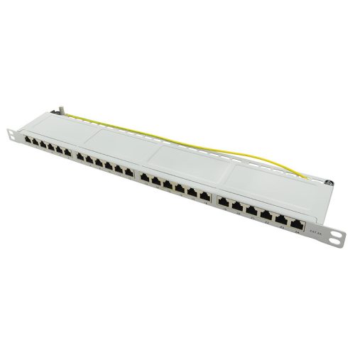 Logilink Cat.6A patch panel 24-port STP, szürke, fél egység magasságú