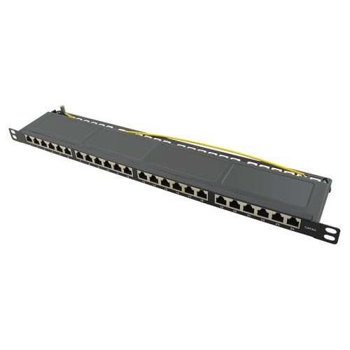 Logilink Cat.6A Patch Panel 24-port STP, fekete, fél egység magasságú