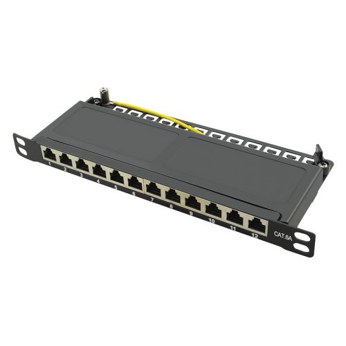 Logilink Cat.6A Patch Panel 12-port 10", STP, fél egység magasság, fekete