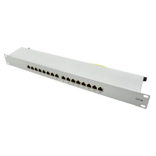 Logilink Cat.6A patch panel 16-port STP, szürke, teljesen árnyékolt