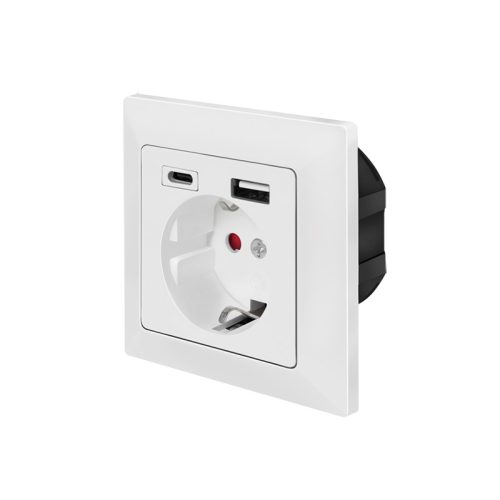 Logilink Fali aljzat, 1x CEE 7/3, 1x USB-A, 1x USB-C