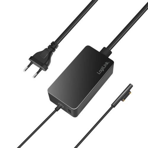 Logilink Felületi laptop töltő, 65 W, USB-Port, fekete