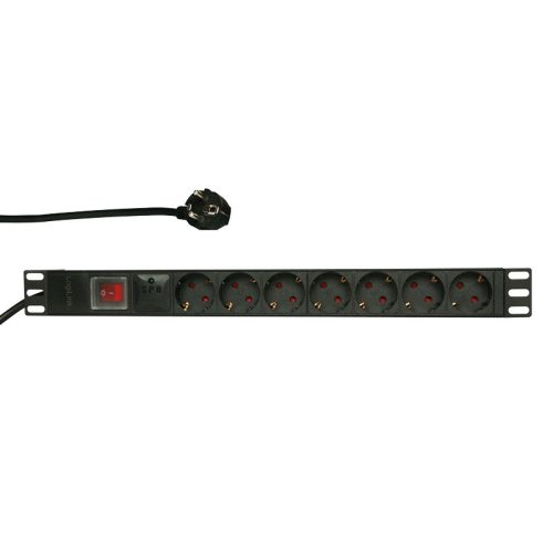 Logilink 19 "PDU 7 x CEE7 / 3 aljzat, túlfeszültség-védelemmel és kapcsolóval