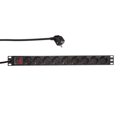 Logilink 19" PDU 9-es CEE 7/3, kapcsolóval