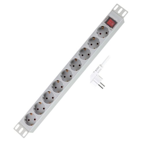 Logilink 19" PDU 9 utas német aljzat, kapcsolóval, világosszürke