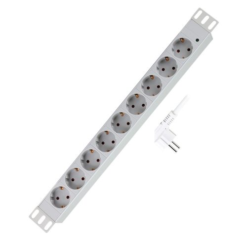 Logilink 19" PDU 9 utas német aljzat, világosszürke