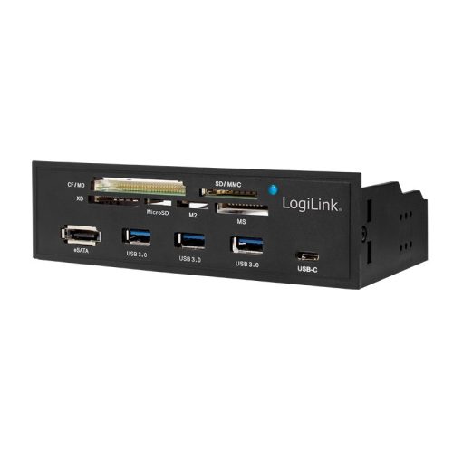 Logilink USB 3.0 hub, kártyaolvasóval, belső, fekete