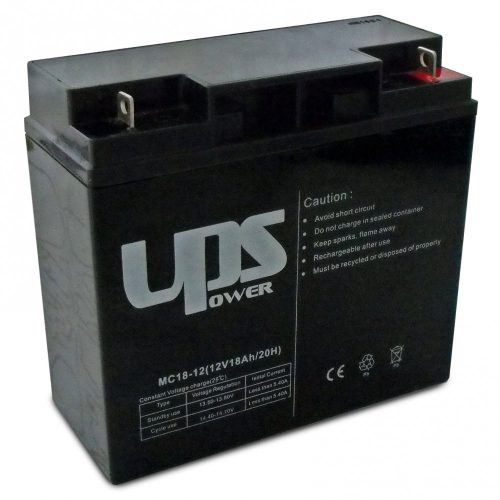 UPS szünetmentes riasztó akkumulátor, 12 V, 18 Ah, csavaros, 180 x 76 x 165 mm