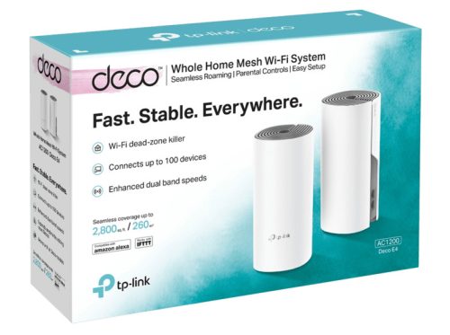 TP-Link Wireless Mesh Networking system AC1200 DECO E4 (2-PACK), asztali, 2.4 GHz / 5 GHz, 300 Mbps, 867 Mbps