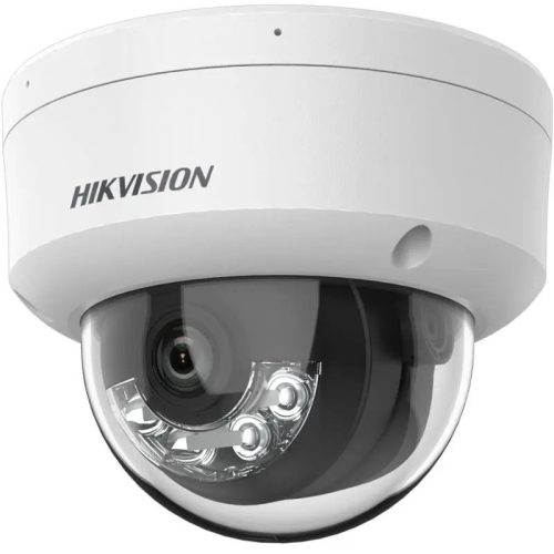 Hikvision IP kamera. 4 Mpx-es, kültéri, dome, 2,8 mm fix objektív, valós WDR, hibrid fény, VCA, objektumazonosítás, beép