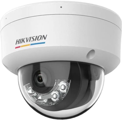 Hikvision ColorVU IP kamera. 4 Mpx-es, kültéri, dome, 2,8 mm fix objektív, valós WDR, hibrid fény, VCA, objektumazonosít