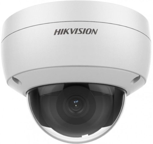 Hikvision AcuSense IP kamera. 2 Mpx-es, kültéri, dome, 2,8 mm fix objektív, valós WDR, VCA, beépített mikrofon, IK10, mi