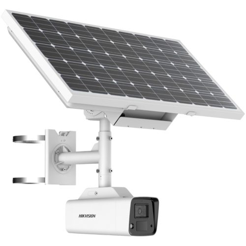 Hikvision Napelemes  ColorVU IP kamera. 4 Mpx-es, kültéri, kompakt, 4 mm fix objektív, valós WDR, beépített mikrofon, microSD