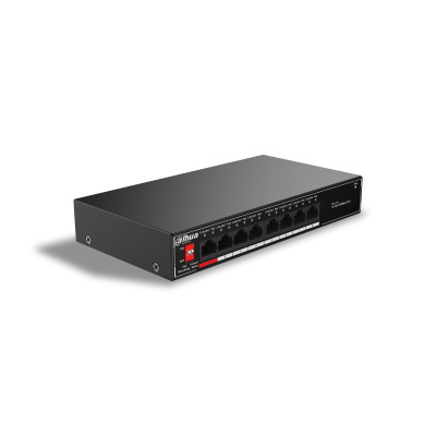 Dahua SG1008P PoE switch, beltéri, asztali, 802.3af/at/bt, AI Extend mód, AI PoE mód, nem menedzselhető, PoE port 8, Gig