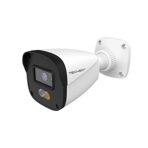 Techson SmartStart IP kamera. 2 Mpx-es, kültéri, kompakt, 2,8 mm fix objektív, hibrid fény, VCA, PoE