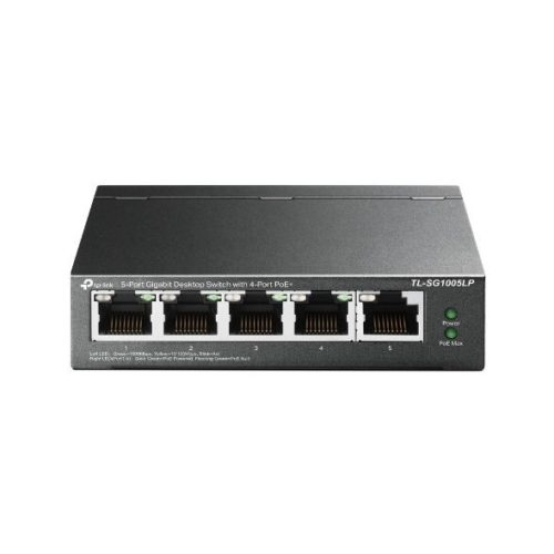 TP-Link TL-SG1005LP PoE+ Switch, beltéri, asztali, 802.3af/at, nem menedzselhető, PoE port 4, Gigabit LAN port 5