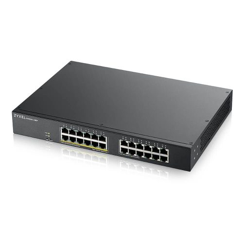 Zyxel GS1900-24EP PoE switch, beltéri, 19” rackbe szerelhető, 802.3af/at, Smart menedzsment, PoE port 12, Gigabit LAN po