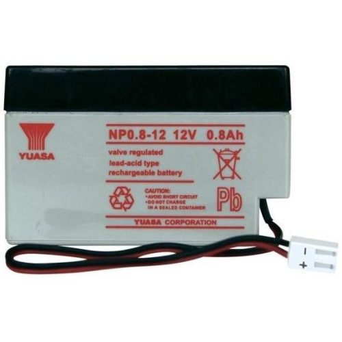 YUASA szünetmentes riasztó akkumulátor, 12 V, 0,8 Ah, bekötő vezeték, ólom, 96 x 25 x 61,5 mm