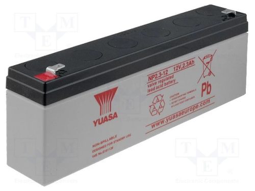 YUASA akkumulátor, 12 V, 3,2 Ah, f1 4,8 mm-es csúszósaru, AGM, 134 x 67 x 64 mm