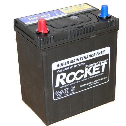 Rocket autó akkumulátor, 12 V, 40 Ah, vékony saru 12,7 mm átmérő, 187 x 127 x 226 mm
