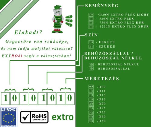 EXTRO FLEX gégecső, 32 mm, 50 m, UV álló, fekete, behúzószál