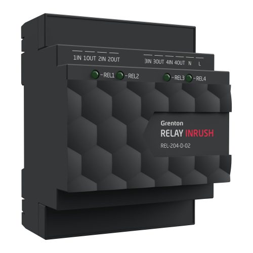 Grenton relémodul, 4 db kimenet (max. 16 A), DIN sínre szerelhető, TF-busz kommunikáció