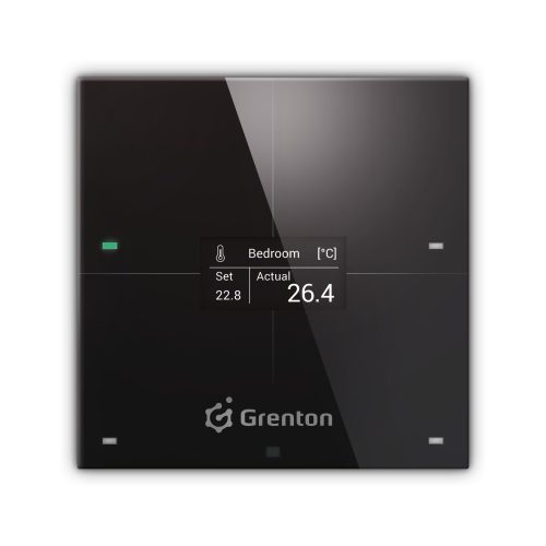 Grenton SMART PANEL, OLED kijelző, 4 db érintőgomb, Wi-Fi kommunikáció, fekete