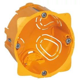   Legrand, puhafalú kötődoboz, 71 x 71 x 50 mm, műanyag, univerzális, süllyesztett, naracssárga